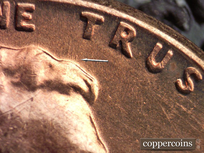 Die-stage A marker on 1960D•1MM•211 (1960 Repunched Mint Mark).