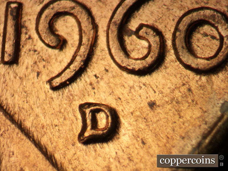 Die-stage C marker on 1960D•1MM•211 (1960 Repunched Mint Mark).