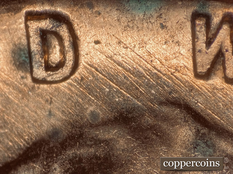 Die-stage B marker on 1960D•1MM•212 (1960 Repunched Mint Mark).