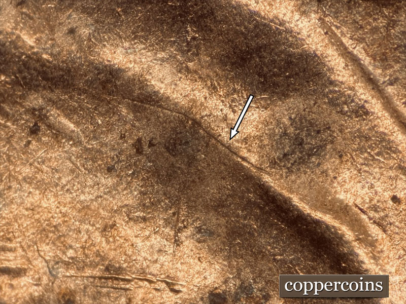 Die-stage B marker on 1960D•1MM•212 (1960 Repunched Mint Mark).