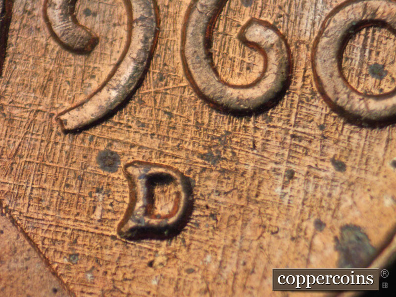 1960 Lincoln cent obverse, CopperCoins die 1960D•1MM•215.