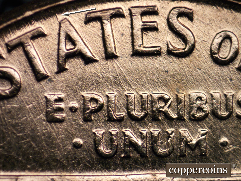Die-stage B marker on 1960D•1MM•215 (1960 Repunched Mint Mark).