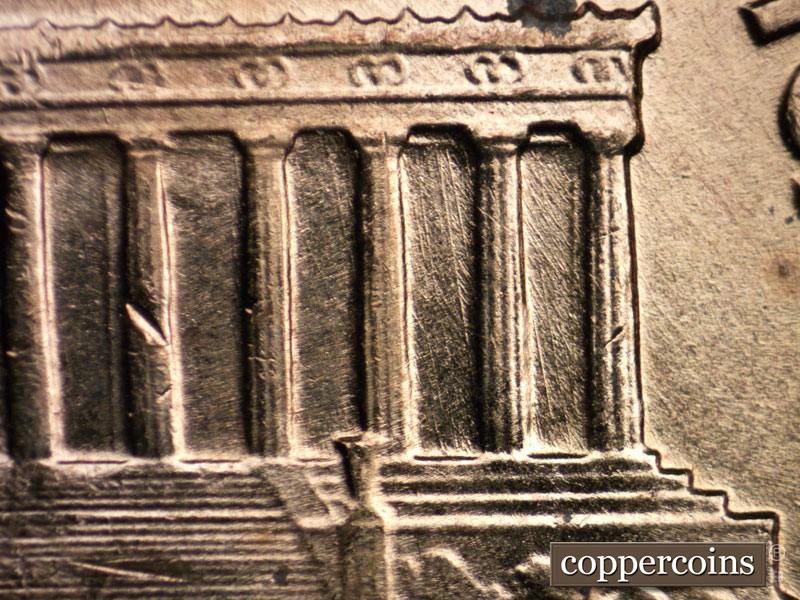 Die-stage B marker on 1960D•1MM•215 (1960 Repunched Mint Mark).