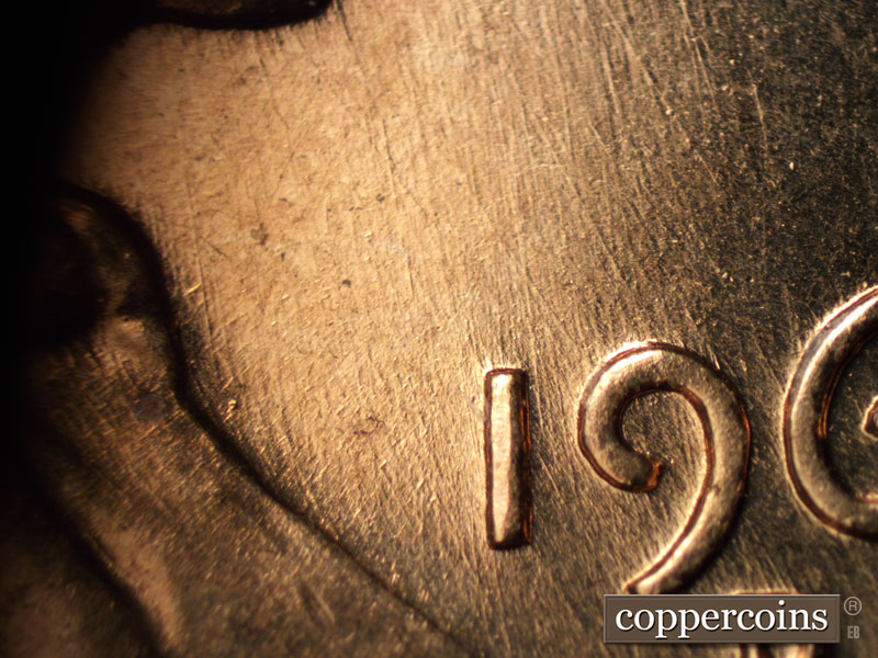 Die-stage B marker on 1960D•1MM•218 (1960 Repunched Mint Mark).