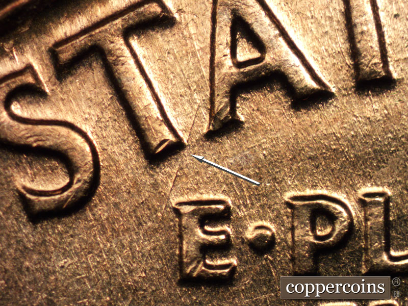 Die-stage B marker on 1960D•1MM•218 (1960 Repunched Mint Mark).