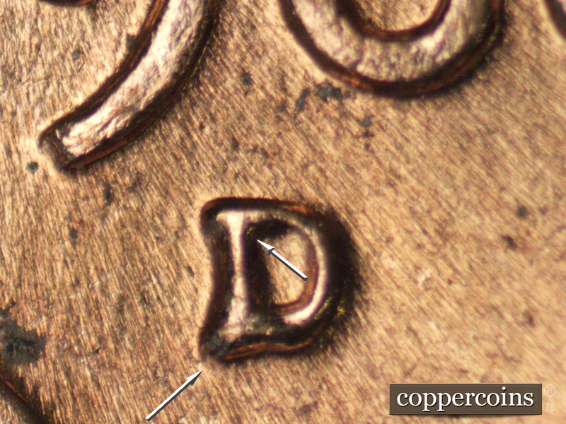 Die-stage C marker on 1960D•1MM•219 (1960 Repunched Mint Mark).