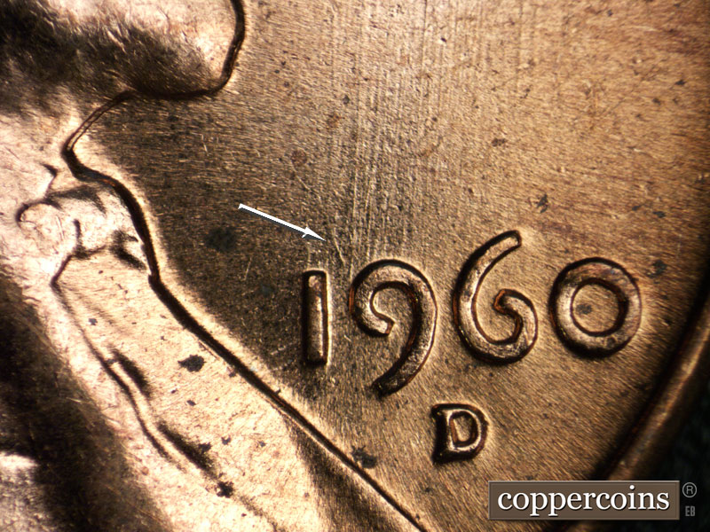 Die-stage C marker on 1960D•1MM•219 (1960 Repunched Mint Mark).