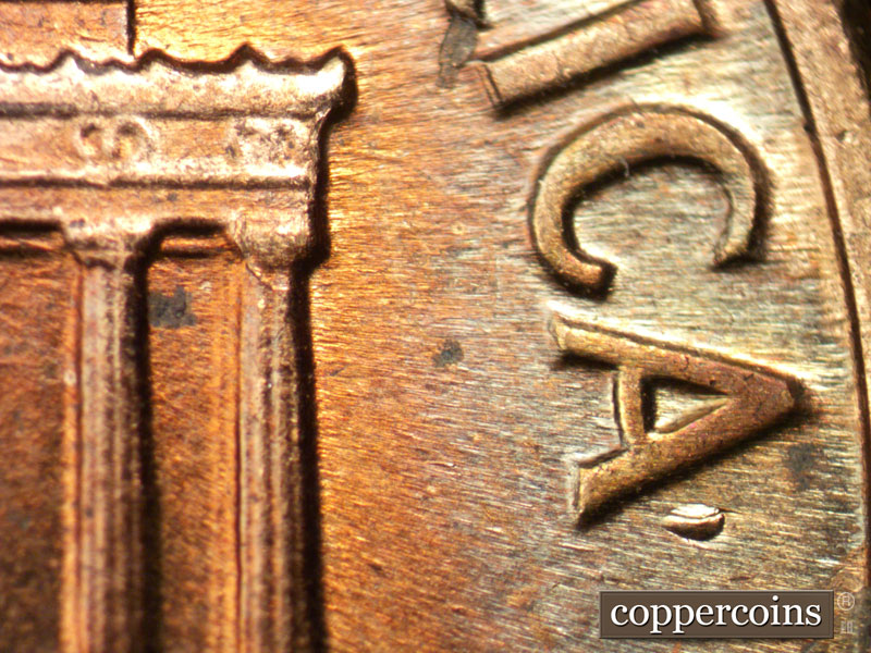 Die-stage B marker on 1960D•1MM•221 (1960 Repunched Mint Mark).
