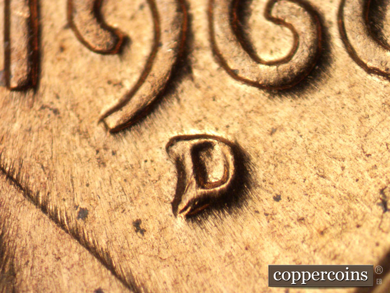 Die-stage C marker on 1960D•1MM•221 (1960 Repunched Mint Mark).