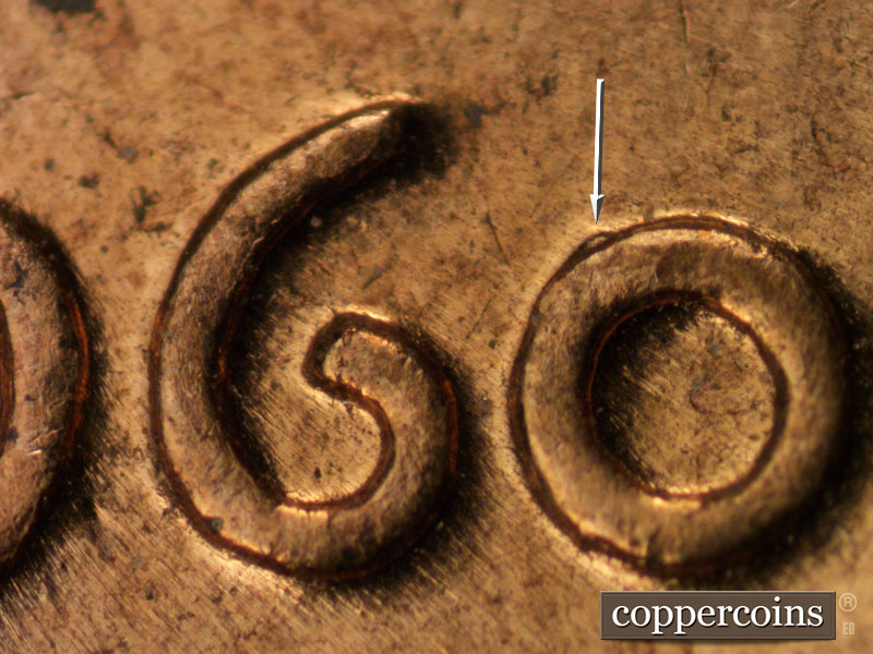 Die-stage C marker on 1960D•1MM•221 (1960 Repunched Mint Mark).