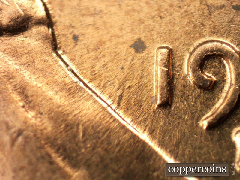 Die-stage C marker on 1960D•1MM•221 (1960 Repunched Mint Mark).