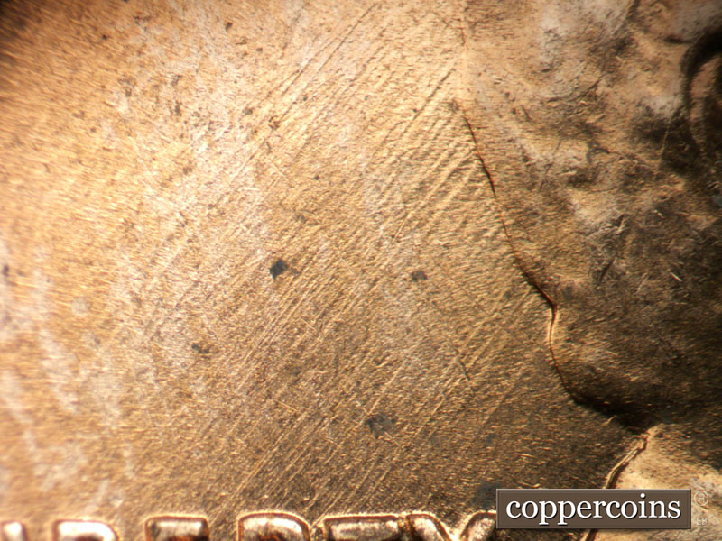 Die-stage A marker on 1960D•1MM•222 (1960 Repunched Mint Mark).