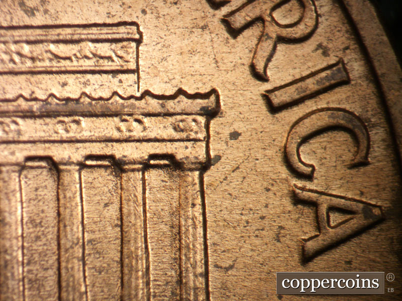 Die-stage A marker on 1960D•1MM•222 (1960 Repunched Mint Mark).