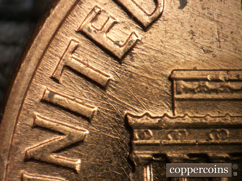 Die-stage B marker on 1960D•1MM•222 (1960 Repunched Mint Mark).