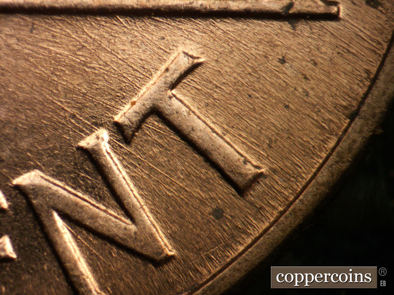 Die-stage B marker on 1960D•1MM•222 (1960 Repunched Mint Mark).