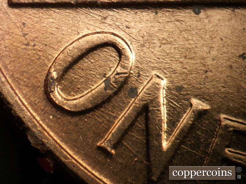 Die-stage B marker on 1960D•1MM•222 (1960 Repunched Mint Mark).