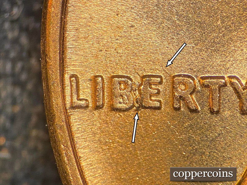 Die-stage C marker on 1960D•1MM•222 (1960 Repunched Mint Mark).