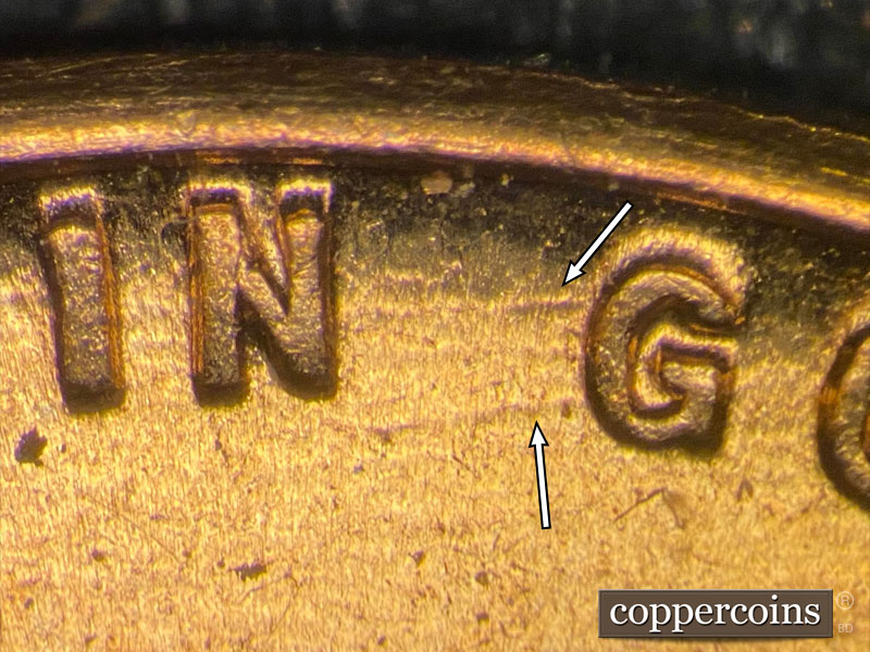 Die-stage C marker on 1960D•1MM•222 (1960 Repunched Mint Mark).