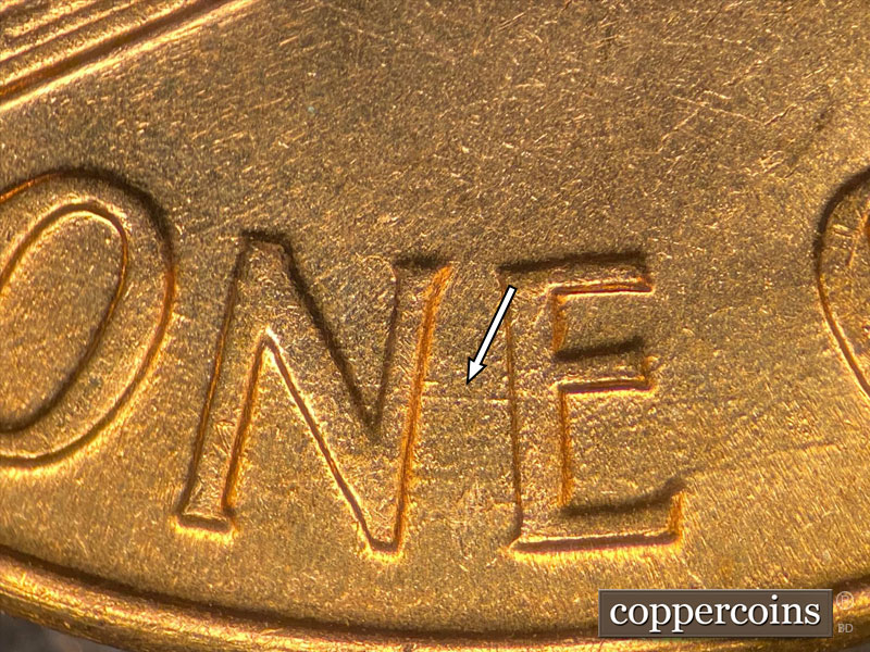 Die-stage C marker on 1960D•1MM•222 (1960 Repunched Mint Mark).