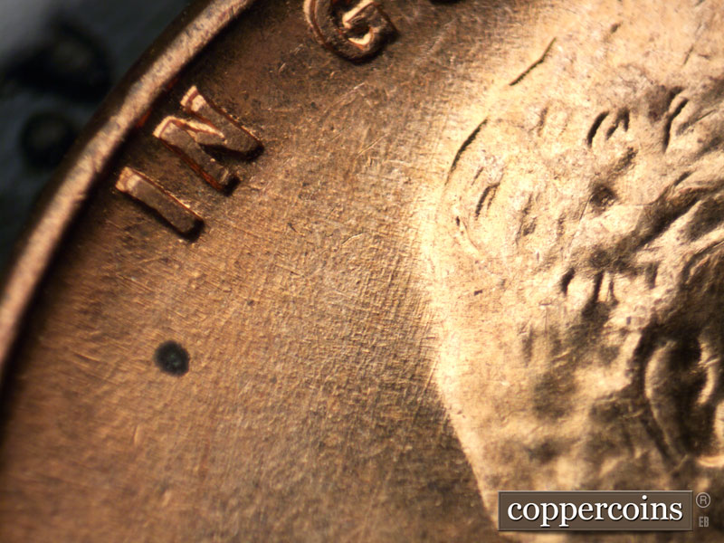 Die-stage B marker on 1960D•1MM•223 (1960 Repunched Mint Mark).