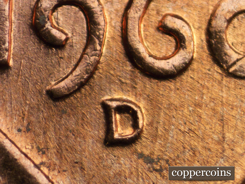 1960 Lincoln cent obverse, CopperCoins die 1960D•1MM•225.