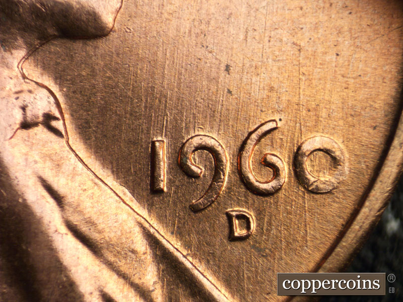 Die-stage B marker on 1960D•1MM•225 (1960 Repunched Mint Mark).