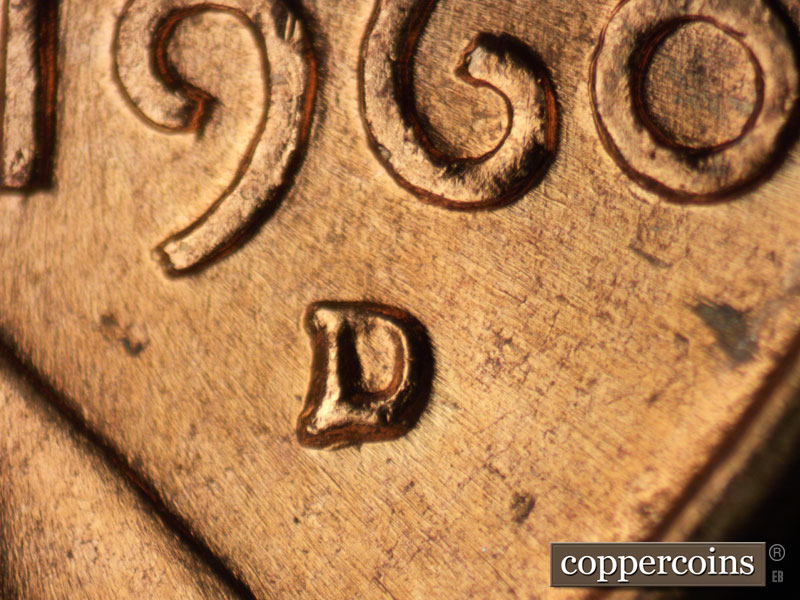 1960 Lincoln cent obverse, CopperCoins die 1960D•1MM•228.