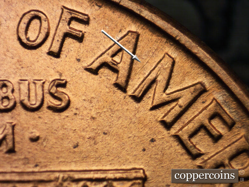 Die-stage B marker on 1960D•1MM•228 (1960 Repunched Mint Mark).