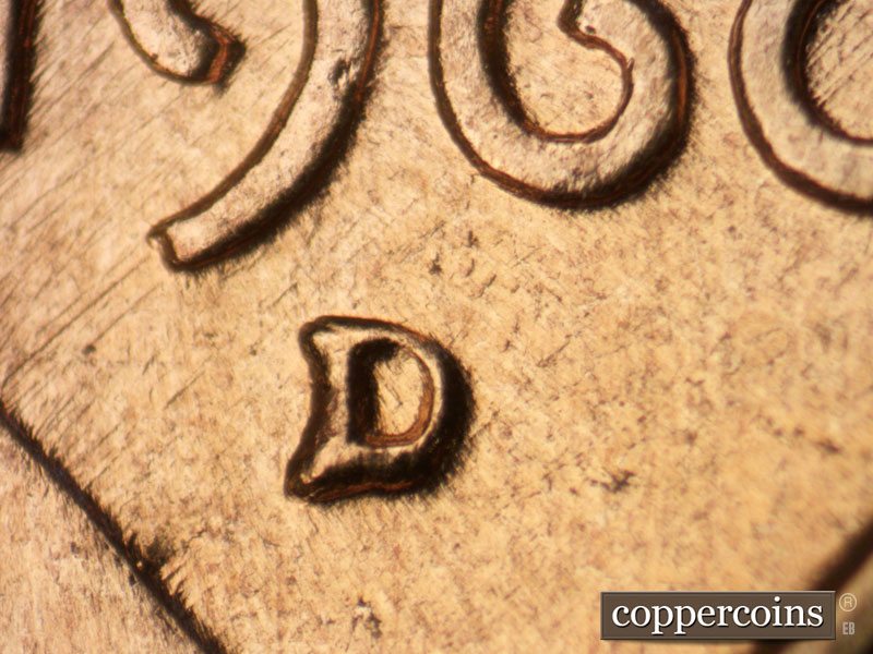 Die-stage A marker on 1960D•1MM•229 (1960 Repunched Mint Mark).