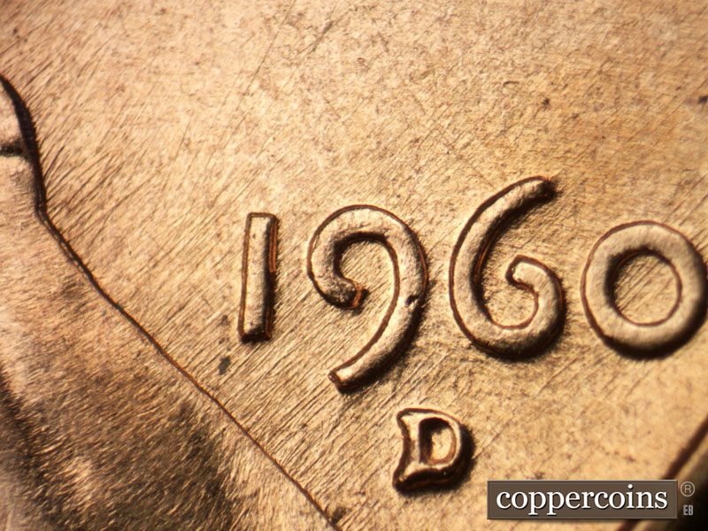Die-stage A marker on 1960D•1MM•229 (1960 Repunched Mint Mark).