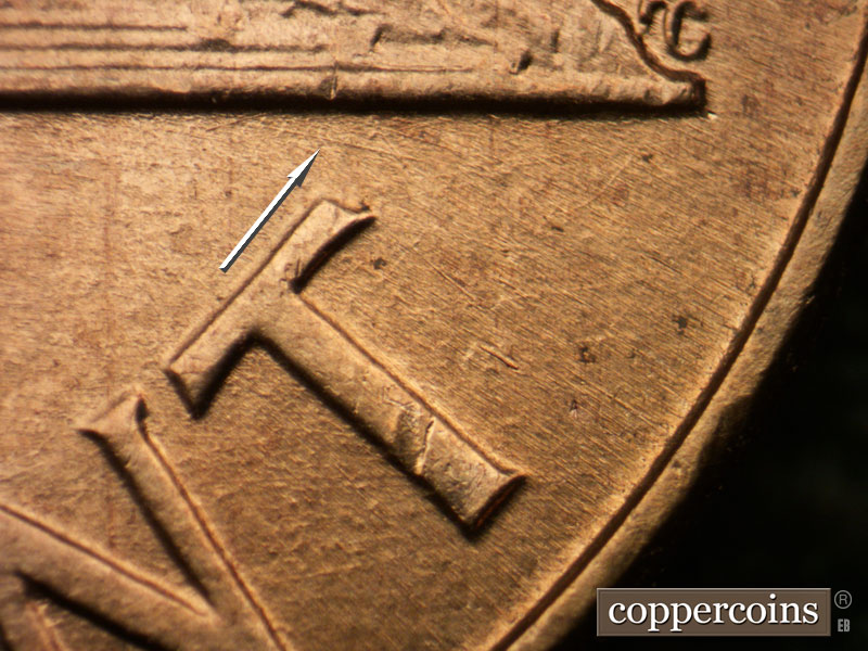 Die-stage A marker on 1960D•1MM•229 (1960 Repunched Mint Mark).