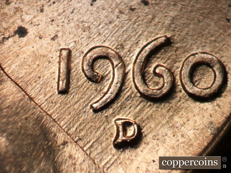Die-stage B marker on 1960D•1MM•229 (1960 Repunched Mint Mark).
