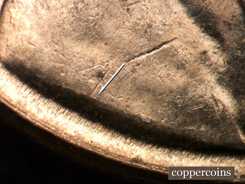 Die-stage B marker on 1960D•1MM•229 (1960 Repunched Mint Mark).
