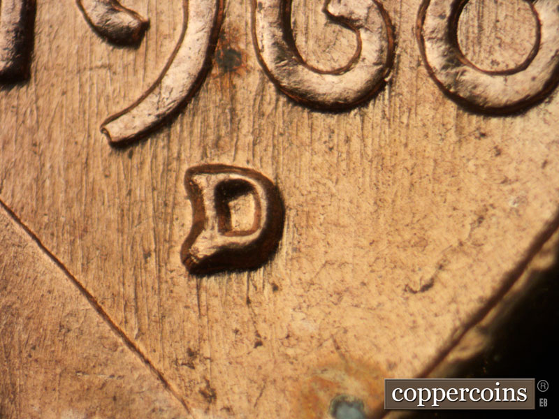 1960 Lincoln cent obverse, CopperCoins die 1960D•1MM•231.