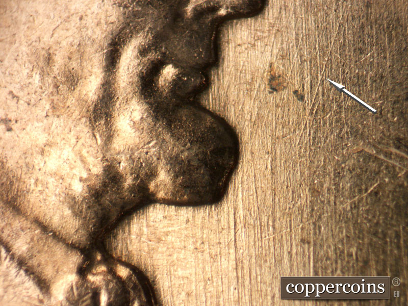Die-stage B marker on 1960D•1MM•231 (1960 Repunched Mint Mark).