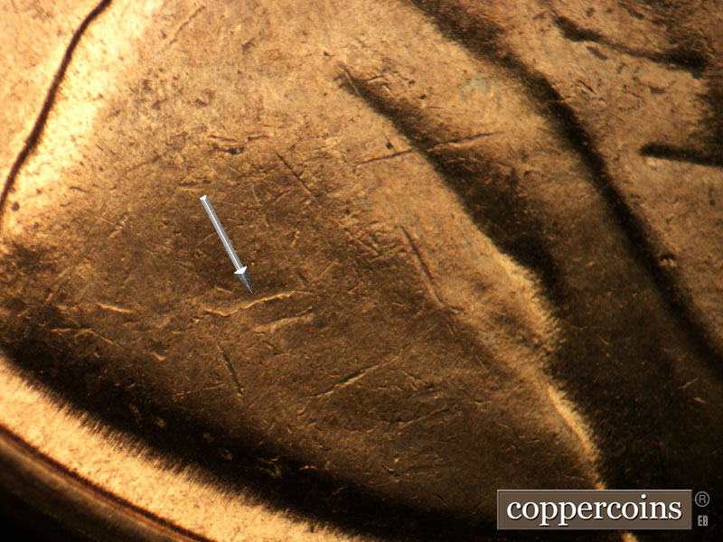 Die-stage B marker on 1960D•1MM•232 (1960 Repunched Mint Mark).