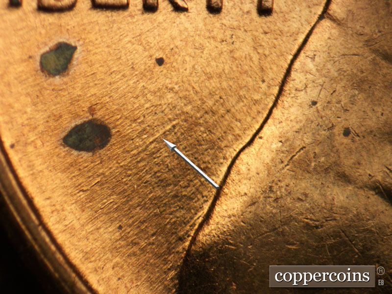 Die-stage B marker on 1960D•1MM•232 (1960 Repunched Mint Mark).