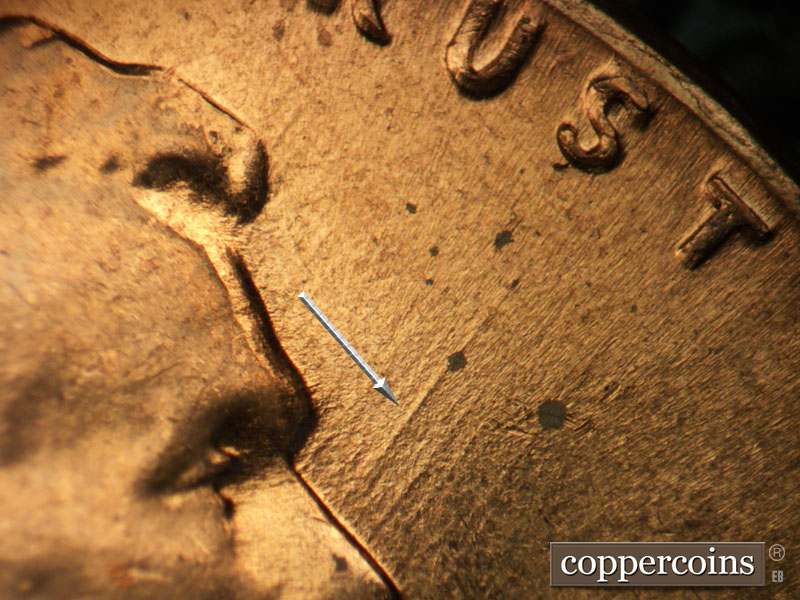 Die-stage B marker on 1960D•1MM•232 (1960 Repunched Mint Mark).