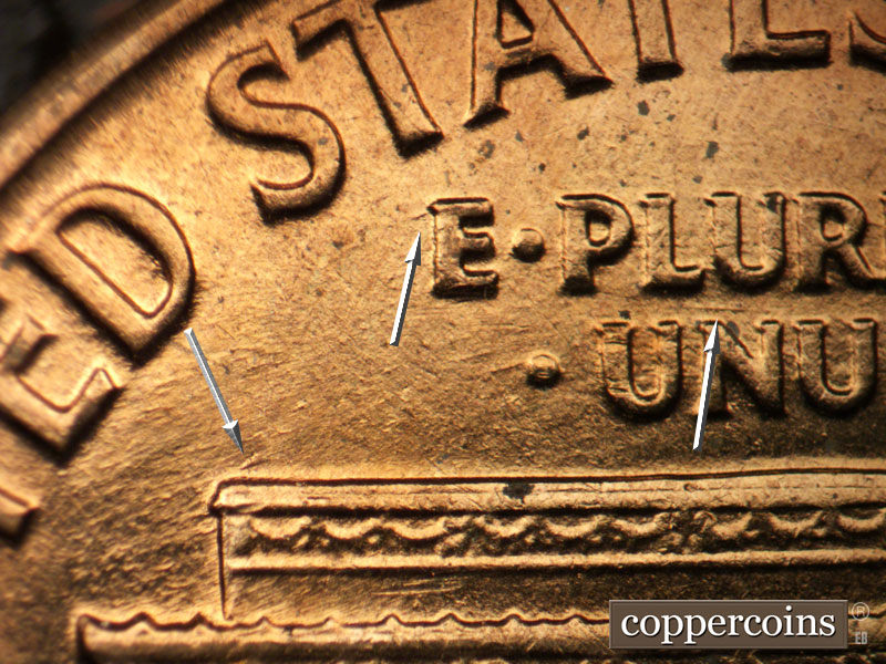 Die-stage B marker on 1960D•1MM•233 (1960 Repunched Mint Mark).