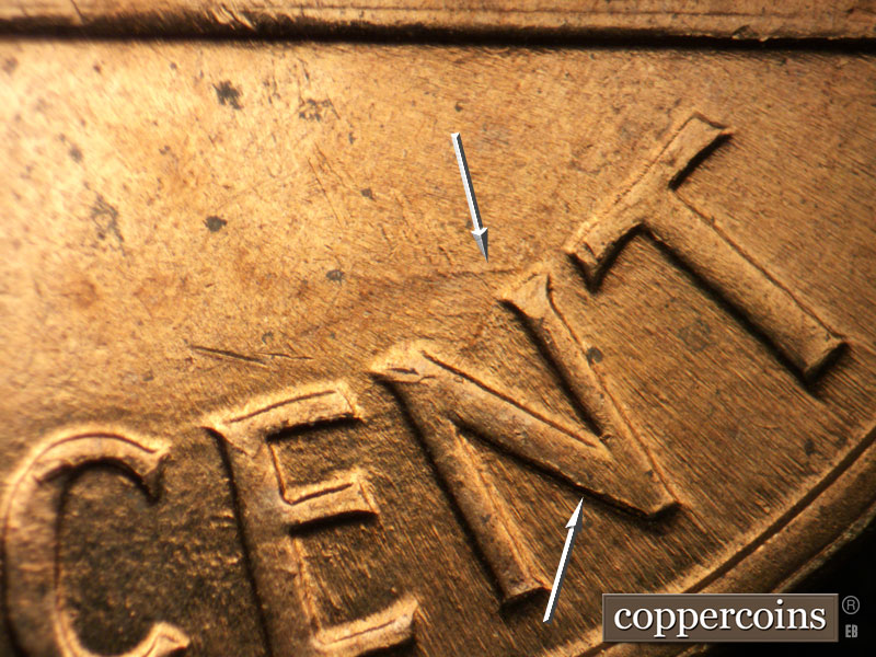 Die-stage B marker on 1960D•1MM•233 (1960 Repunched Mint Mark).