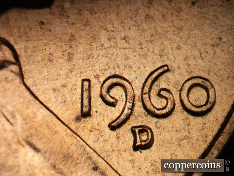 Die-stage B marker on 1960D•1MM•234 (1960 Repunched Mint Mark).