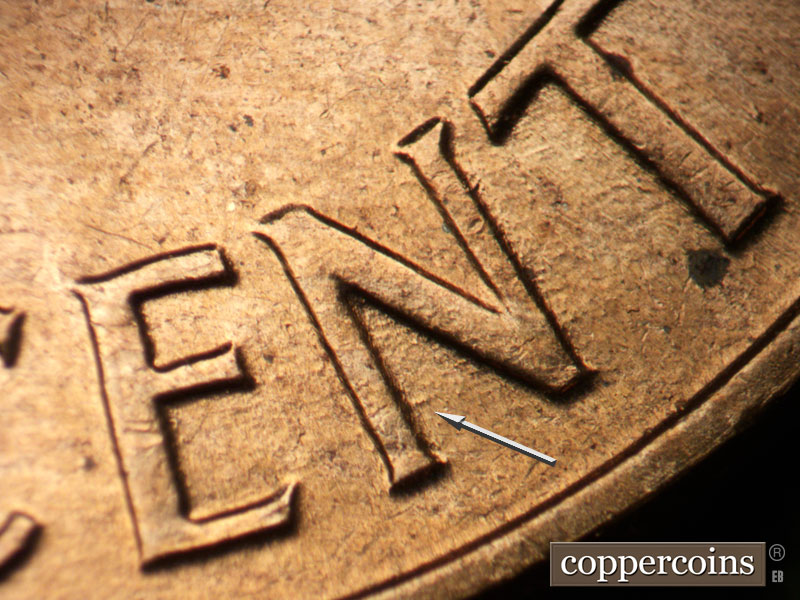 Die-stage B marker on 1960D•1MM•234 (1960 Repunched Mint Mark).