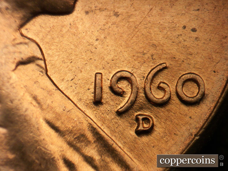 Die-stage B marker on 1960D•1MM•235 (1960 Repunched Mint Mark).