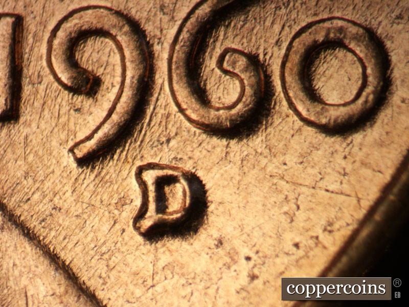 Die-stage C marker on 1960D•1MM•235 (1960 Repunched Mint Mark).