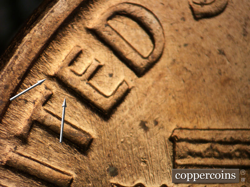 Die-stage C marker on 1960D•1MM•235 (1960 Repunched Mint Mark).