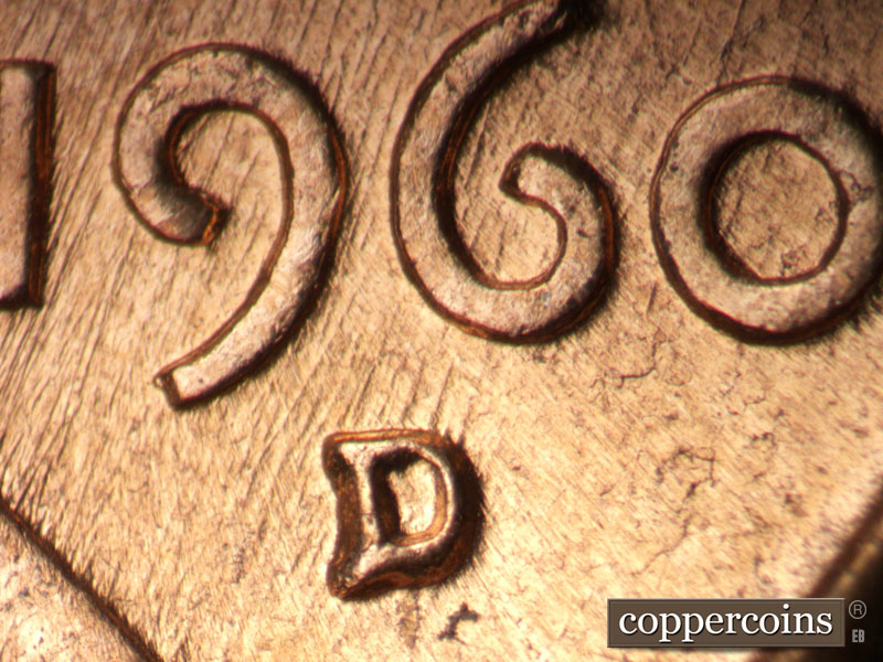 1960 Lincoln cent obverse, CopperCoins die 1960D•1MM•237.