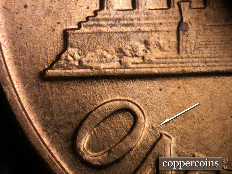 Die-stage B marker on 1960D•1MM•237 (1960 Repunched Mint Mark).