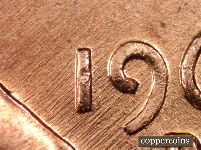 Die-stage B marker on 1960D•1MM•238 (1960 Repunched Mint Mark).