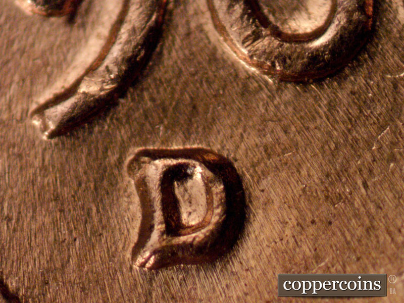 Die-stage A marker on 1960D•1MM•239 (1960 Repunched Mint Mark).