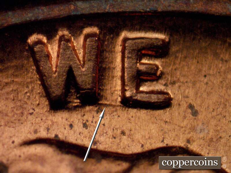 Die-stage B marker on 1960D•1MM•242 (1960 Repunched Mint Mark).
